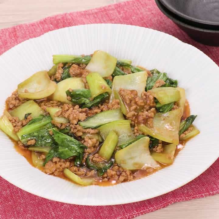 チンゲン菜の麻婆炒め