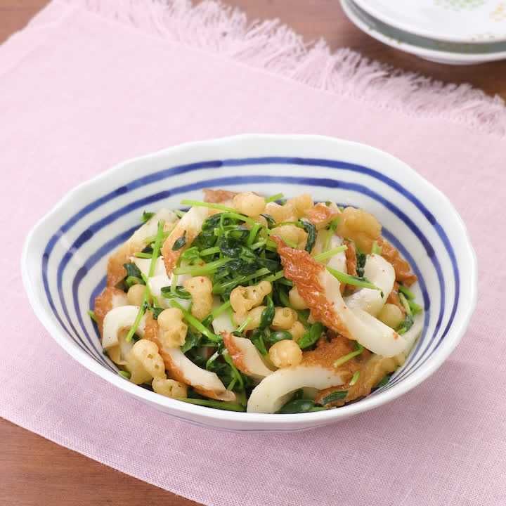 ちくわと豆苗のたぬき和え