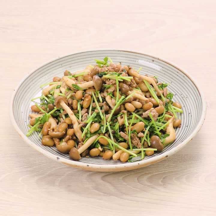 豚ひき肉と大豆の甘辛炒め