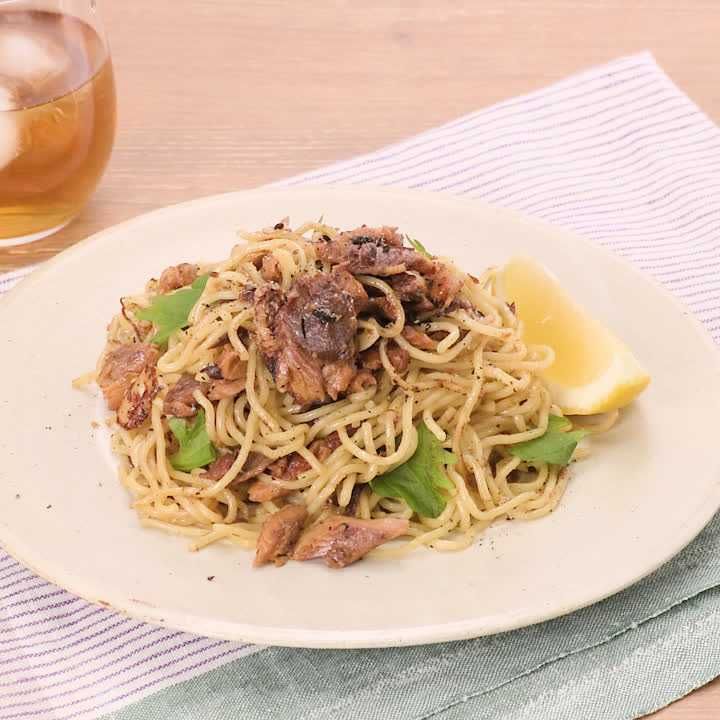 いわしの蒲焼きガーリック焼きそば