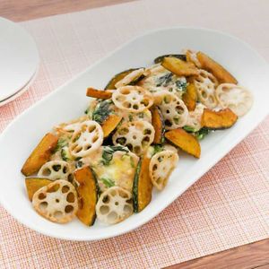 「ほうれん草つくねの揚げ野菜添え」のレシピ動画