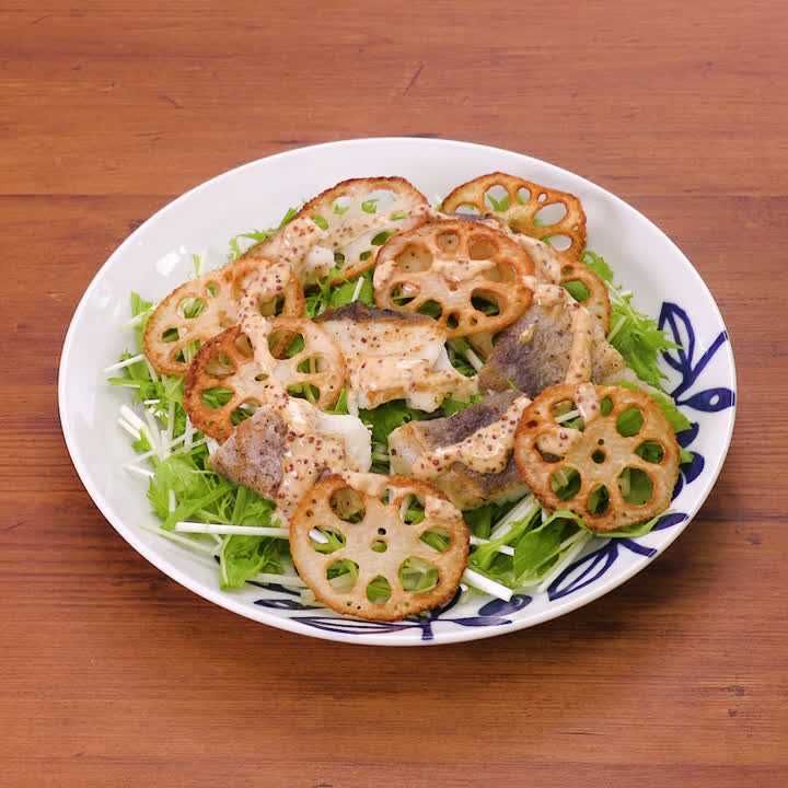 たらとれんこんのマスタードソース