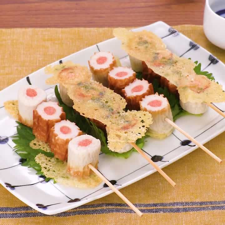 パリパリチーズの明太ちくわ串