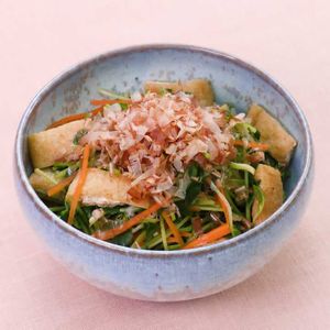 「豆苗と油揚げのレンジ煮」のレシピ動画