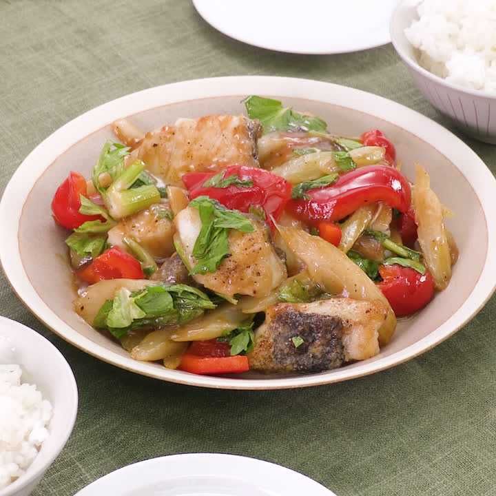 たらと野菜の黒酢あん