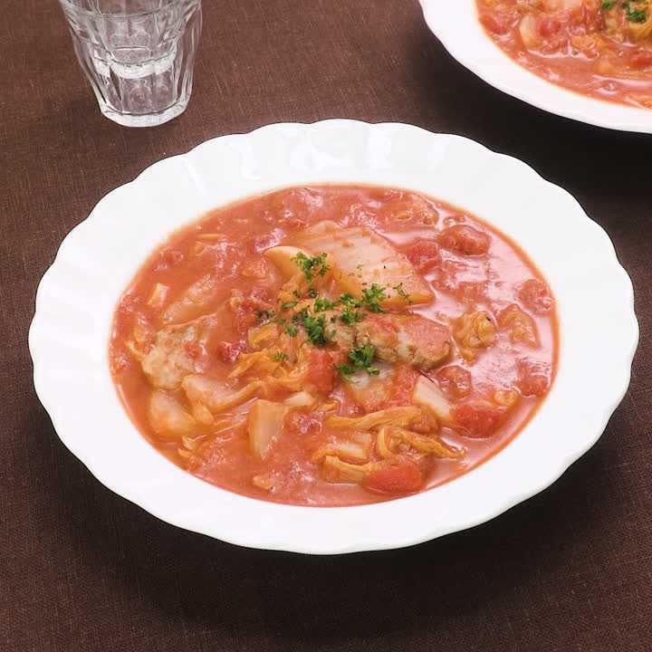 豚ヒレと白菜のトマトクリーム煮