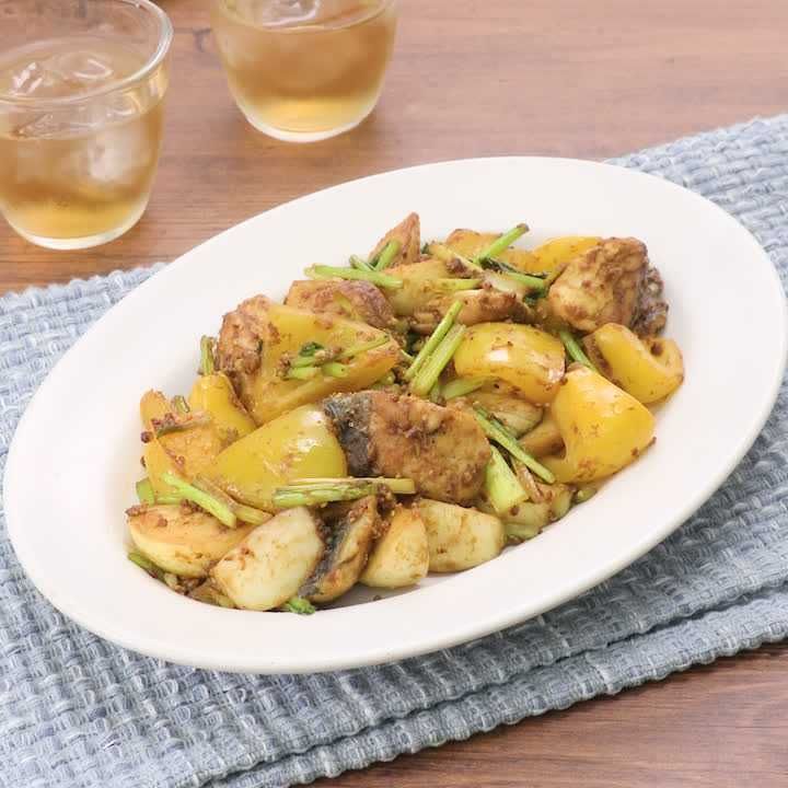 サワラとかぶのカレーマスタード炒め