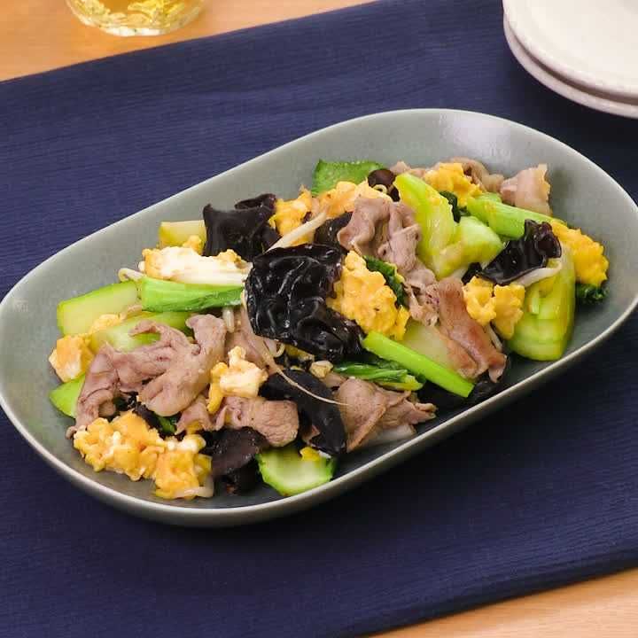 豚肉とチンゲン菜の卵炒め