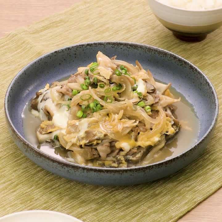 まいたけと豚肉の卵とじ