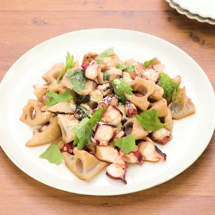 たことれんこんの大葉炒め