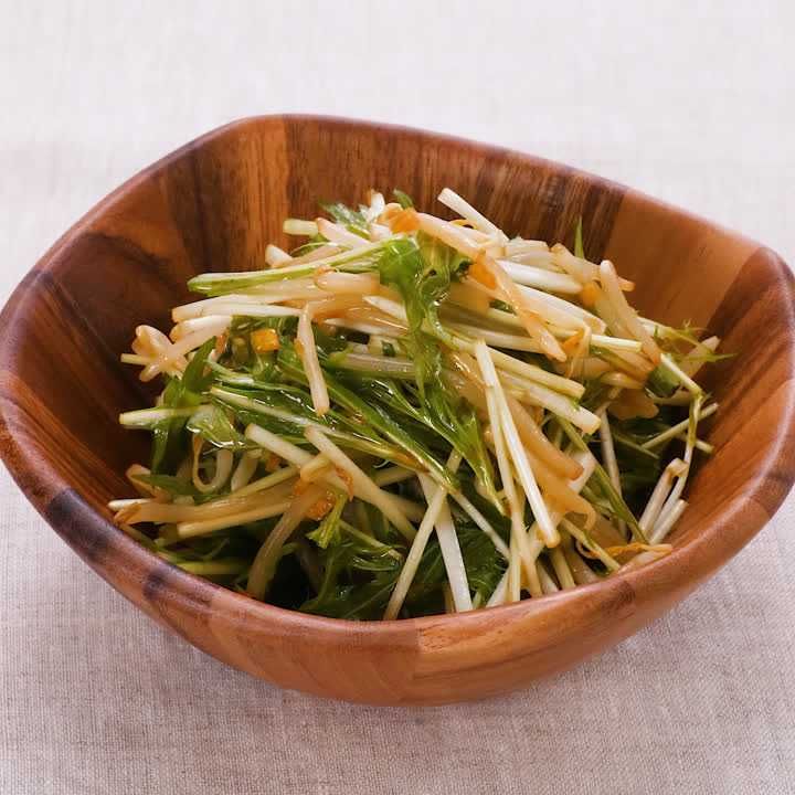 もやしと水菜のゆずドレサラダ