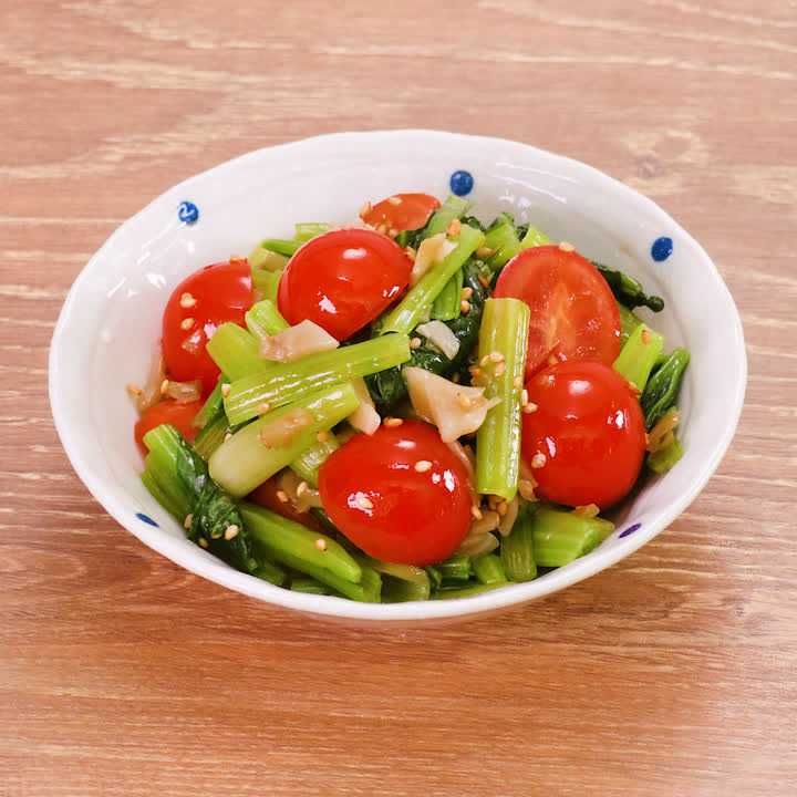 小松菜とミニトマトのザーサイ和え