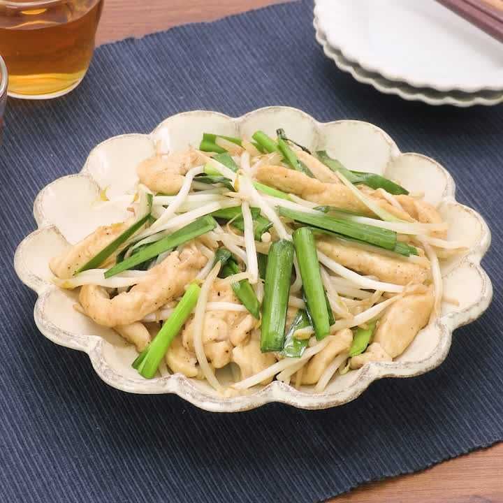 鶏肉とニラのスタミナ炒め
