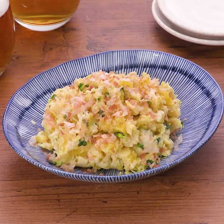 たくあんとかいわれの和風ポテサラ