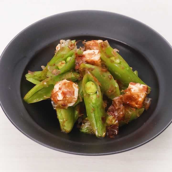 スナップエンドウとクリームチーズのおかか和え