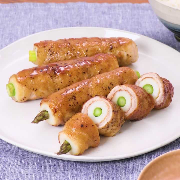 ボリュームアップ アスパラのちくわ肉巻きのレシピ動画 作り方 Delish Kitchen