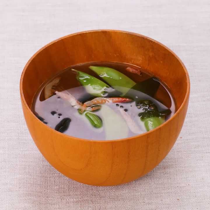 スナップエンドウと桜えびのスープ