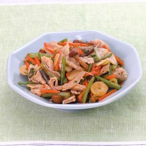 豚バラと山菜のピリ辛炒め
