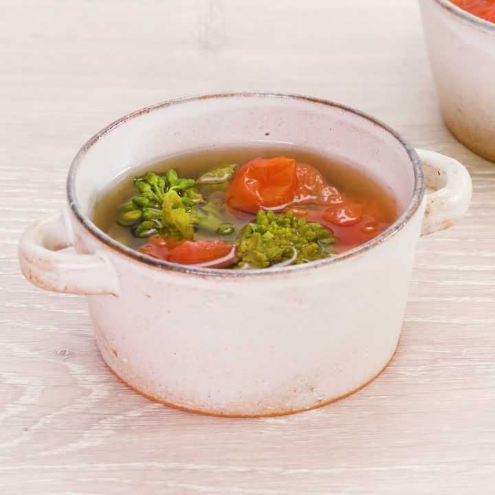 菜の花とミニトマトのスープ