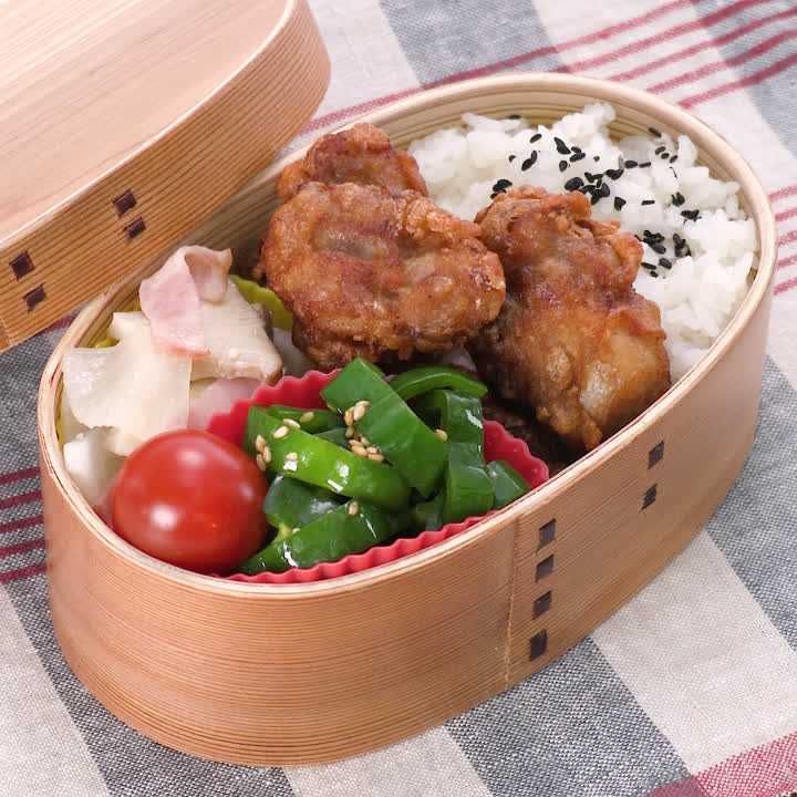 レンチン副菜の鶏の唐揚げ弁当