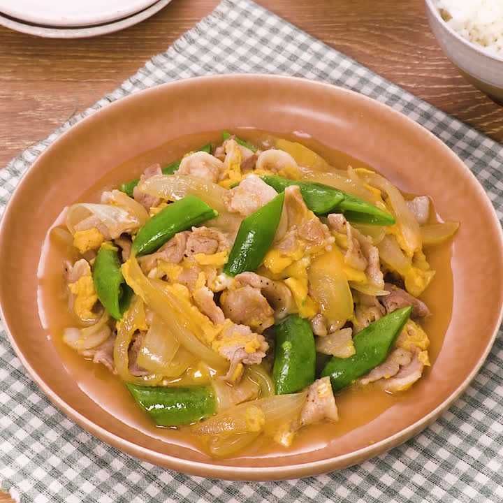 彩り豊か スナップエンドウの豚バラ卵とじのレシピ動画 作り方 Delish Kitchen