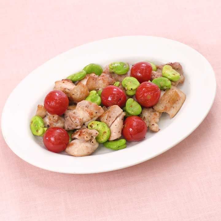 鶏肉とそら豆のガーリック炒め