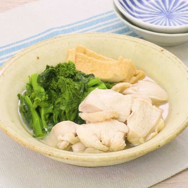 鶏むねと菜の花の白だし煮