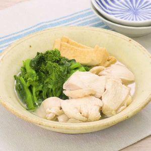 鶏むねと菜の花の白だし煮