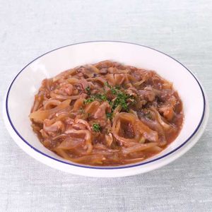 「豚こまのレンジポークチャップ」のレシピ動画