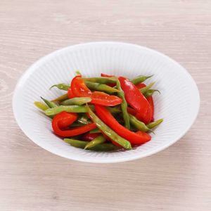 「インゲンとパプリカの甘酢あえ」のレシピ動画