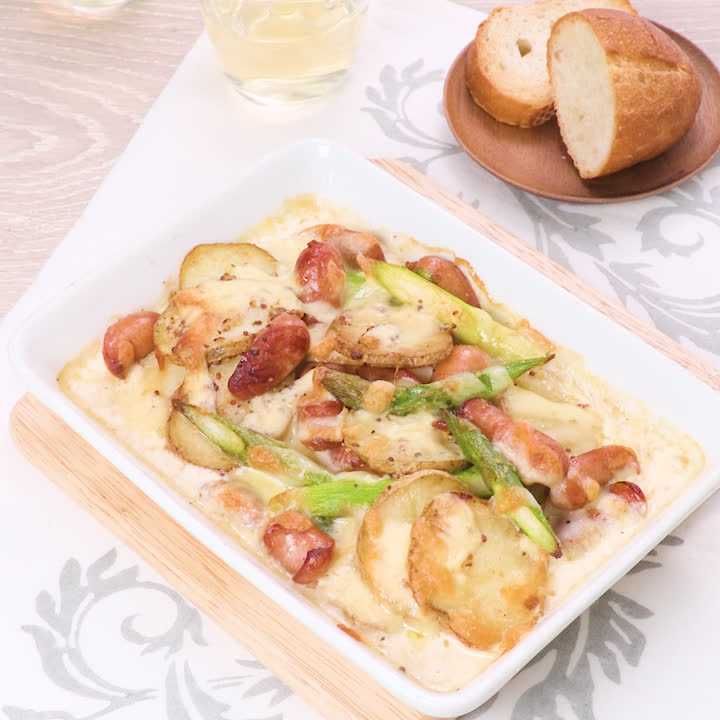 ソーセージの粒マスタードクリーム焼き