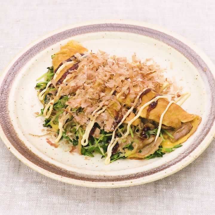 豆苗のとんぺい焼き