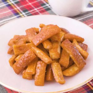 「パンの耳キャラメルラスク」のレシピ動画