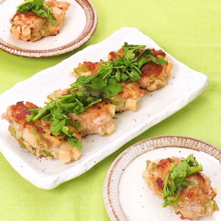 せりと筍たっぷりつくね