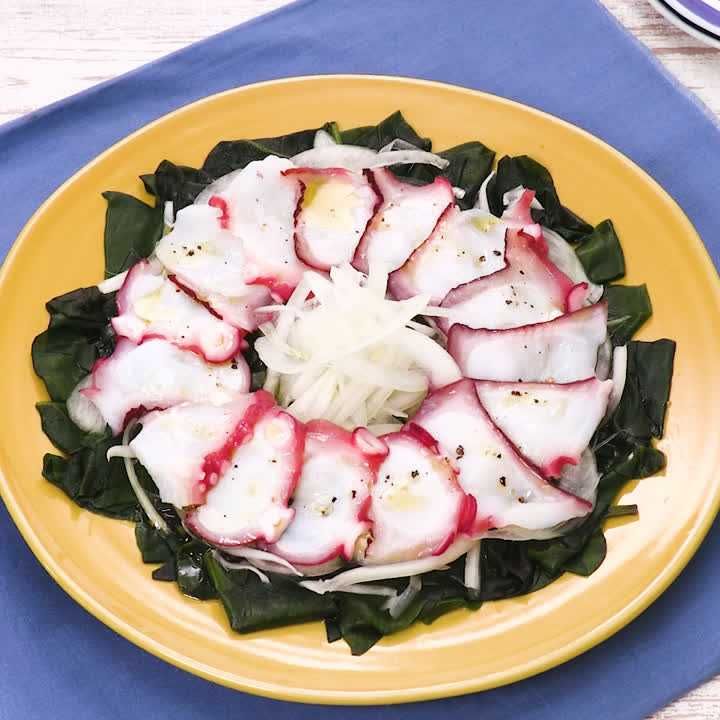 コリコリ食感 おかわかめとタコのカルパッチョのレシピ動画 作り方 Delish Kitchen