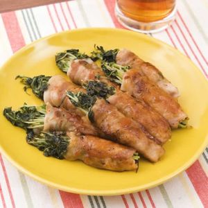 豆苗の肉巻きしょうが照り焼き
