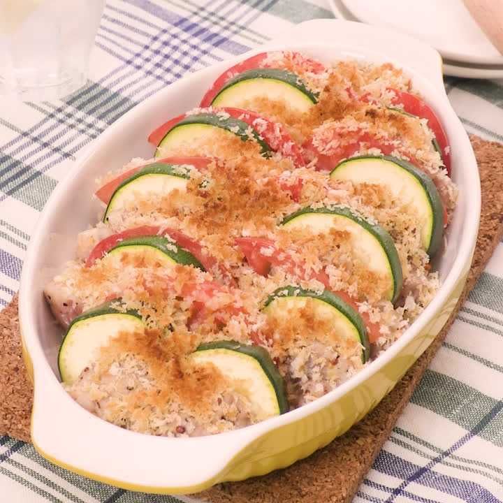 豚ヒレ肉とトマトのマスタードパン粉焼き