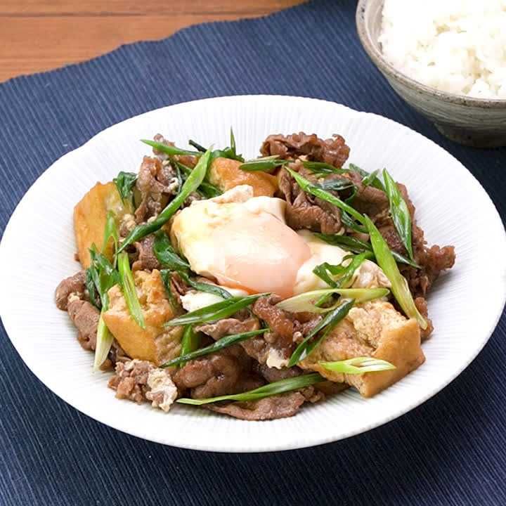 牛肉とちぎり厚揚げのすき煮