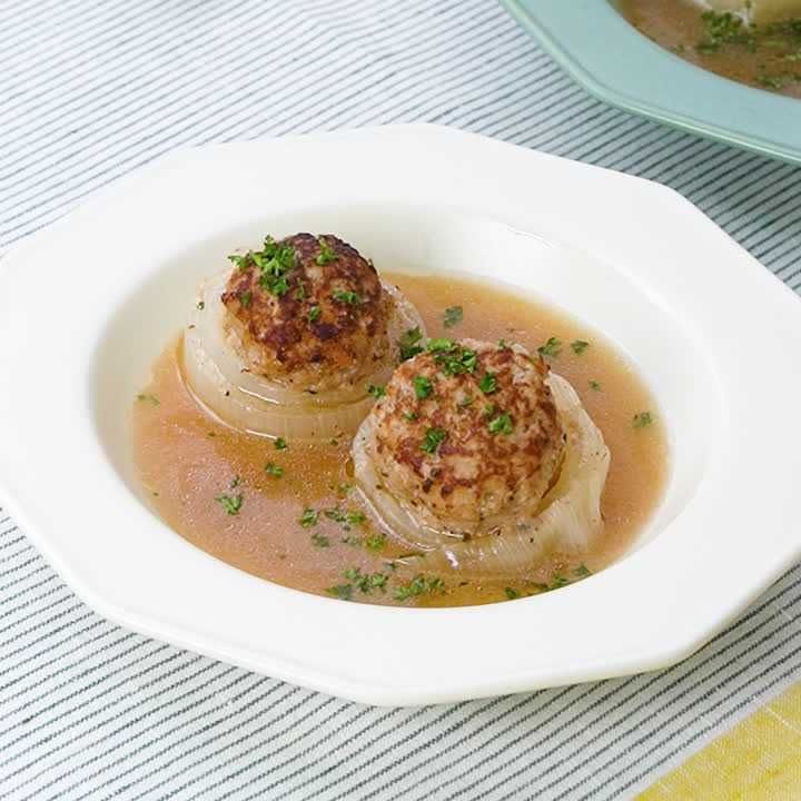新玉ねぎの肉詰めスープ煮