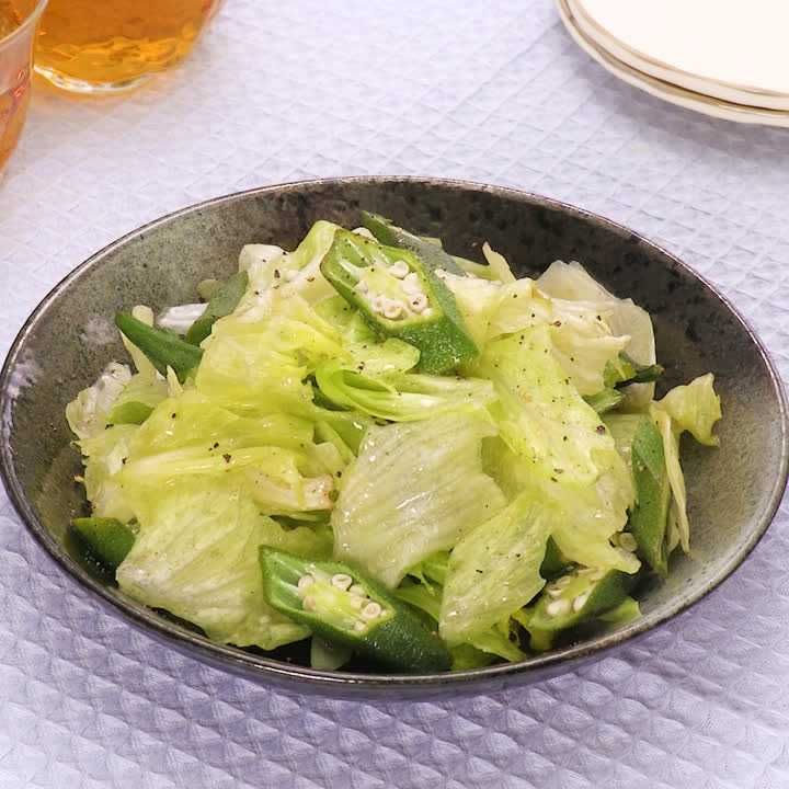 簡単おつまみ♪ レタスとオクラのナムル