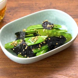 「絹さやの焼きのり和え」のレシピ動画