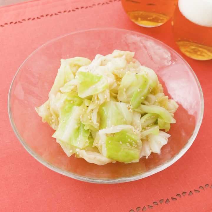 塩ゆでキャベツのごまめんつゆナムル