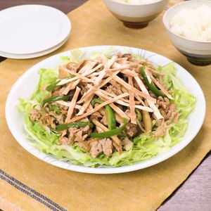 「餃子の皮でパリパリ肉サラダ」のレシピ動画