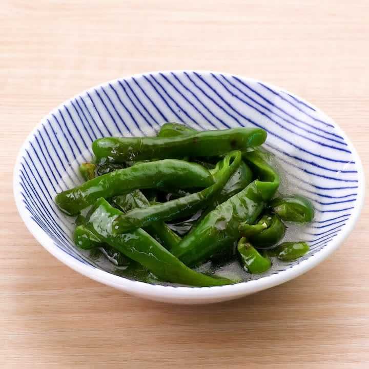 白だしでピーマンの焼き浸し