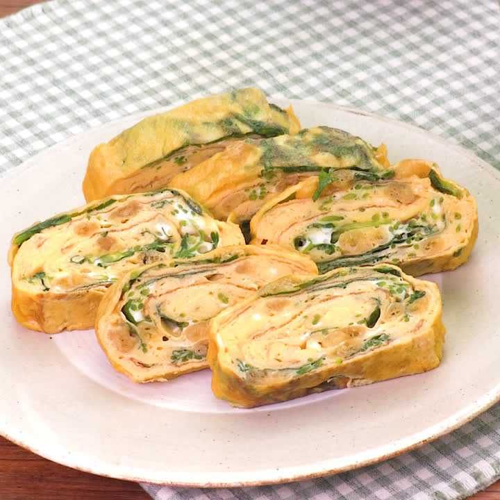 揚げ玉と三つ葉の卵焼き