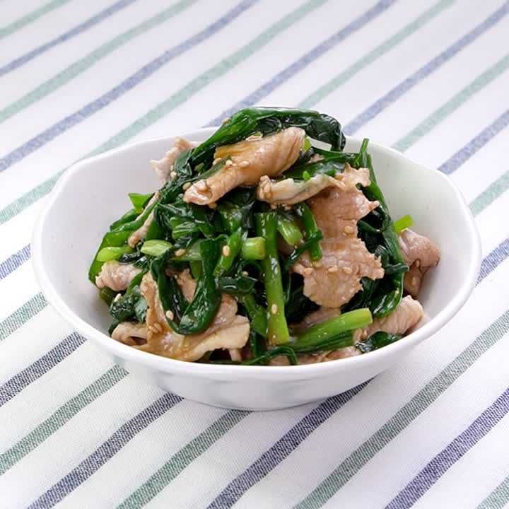 豚肉とにらのわさびドレッシングあえ