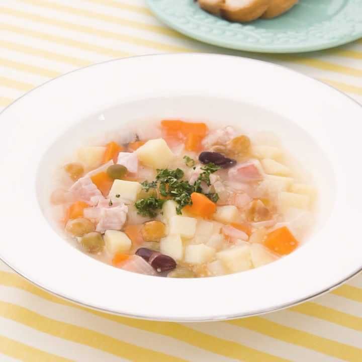 食べ応え抜群♪ 豆入り野菜スープのレシピ動画・作り方 | デ