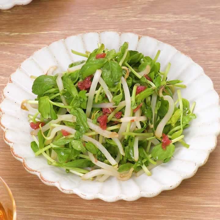 豆苗ともやしの梅ポン酢あえ
