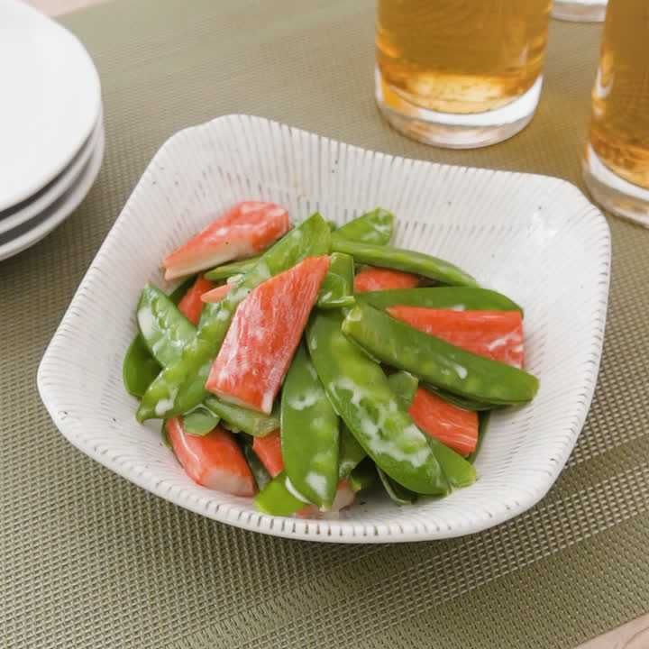 絹さやのマヨポン酢あえ