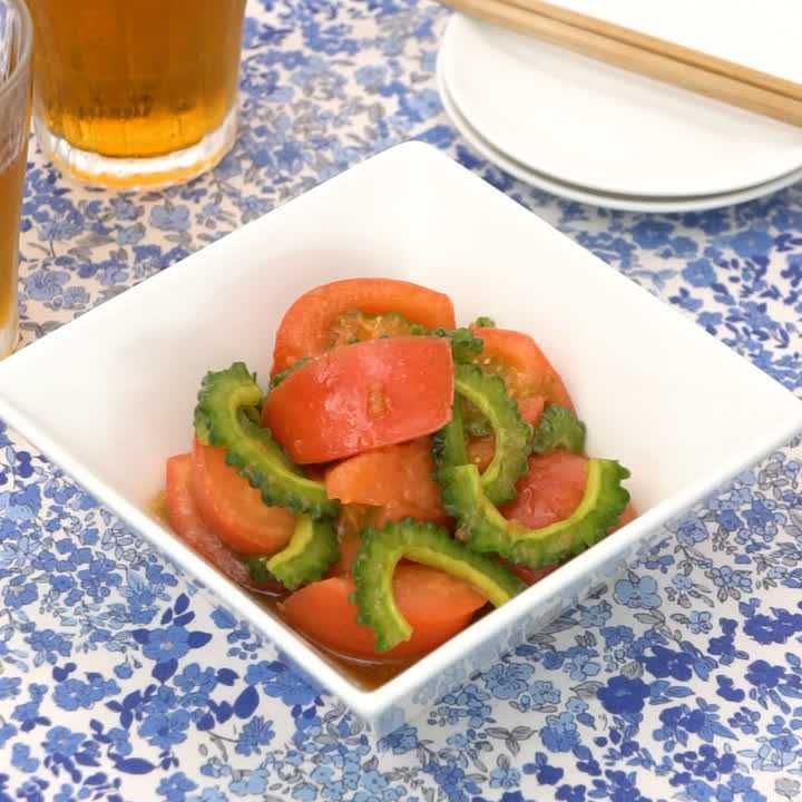 ゴーヤーとトマトの梅ドレあえ